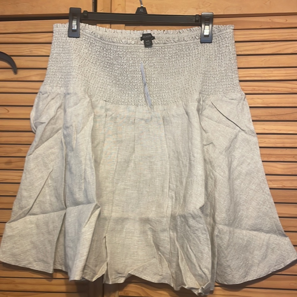 J.CREW linen SKIRT smocked waist FLAX  lined mini Size XXL 18 NWT